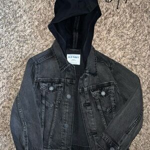 Old Navy Black Denim Jacket with Hood